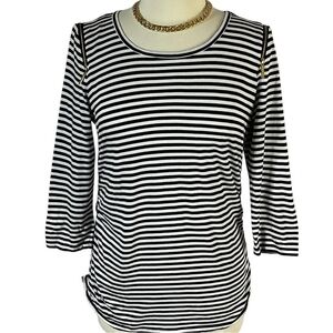 Michael Kors Basics - TRUE NAVY Striped Ruched Side Zip Shoulder - Size S- NWT